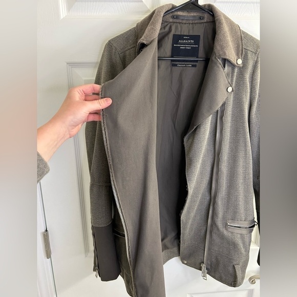 All Saints Zulia Biker Jacket/coat in Khaki Green US 6 trendy designer - Picture 5 of 11